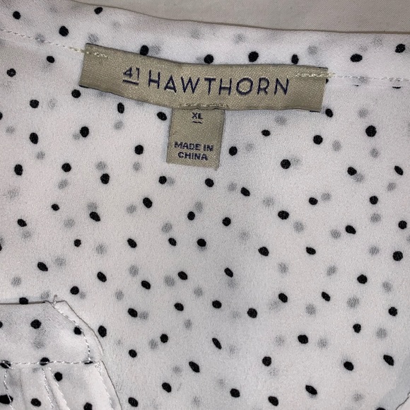 41 HAWTHORN black dot cutout edge blouse women’s size XL - Picture 8 of 10